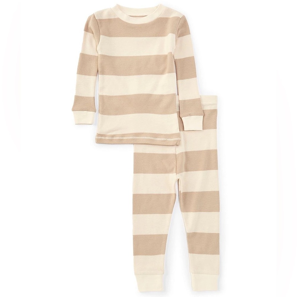 KIDS BURTS BEES TAN STRIPED PAJAMAS